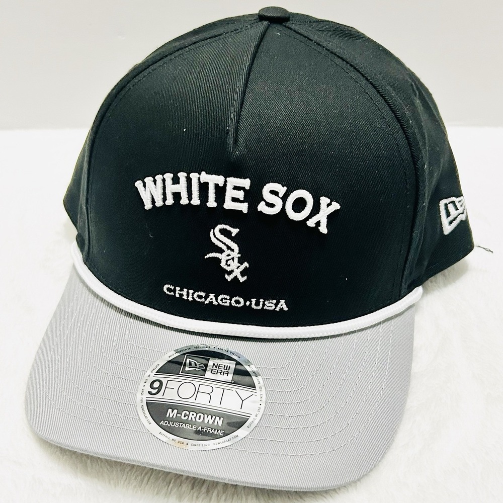 New Era Chicago White Sox City Script M-Crown A-Frame‎ Hat Cap Adjustable Black